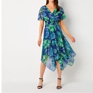 Rabbit Rabbit Rabbit Vibrant Blue and Green Midi Dress